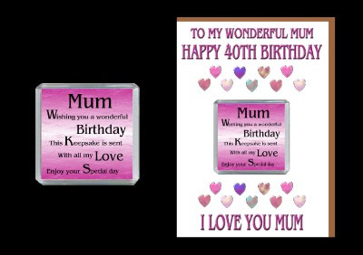 Details about 40TH HAPPY BIRTHDAY MUM CARD AND MAGNET 40 TODAY GIFT