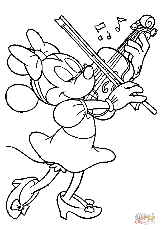 Ausmalbild Minni Spielt Geige Ausmalbilder Kostenlos Zum Ausdrucken