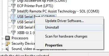 Uninstall COM device