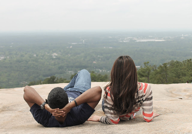 Relaxing after a long hike