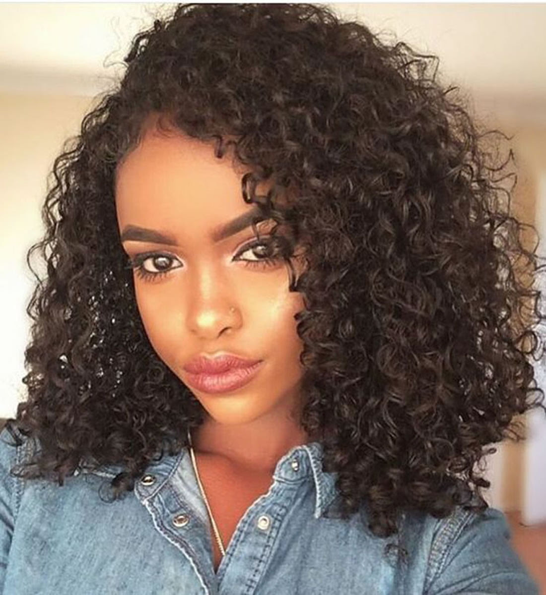 Black Women Medium Lenght Curly Hairstyles 2018-2019