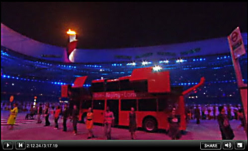 Transforming Double Decker Bus - Olympic Handover - BBC Screengrab