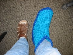 Crochet Felt Boot Slipper, pre-fulling