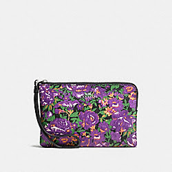 CORNER ZIP WRISTLET IN ROSE MEADOW FLORAL PRINT COATED CANVAS - COACH f57595 - SILVER/VIOLET MULTI