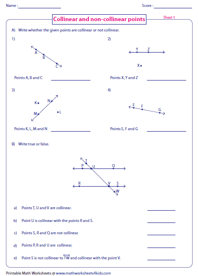 Points, Lines and Planes Worksheets