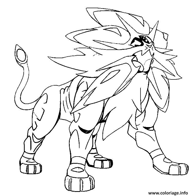 Coloriage Solgaleo Pokemon Soleil Lune dessin