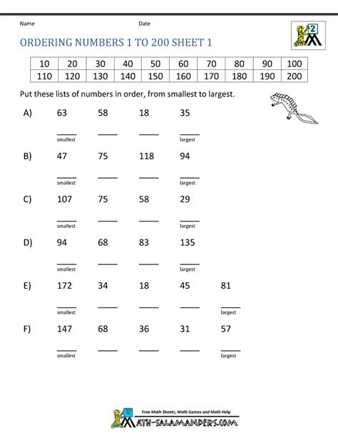  2nd grade math homework sheets