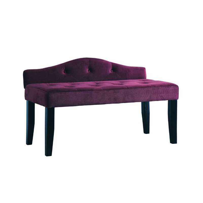 Furniture of America Olivia Flannelette Tufted Bedroom Bench in Purple