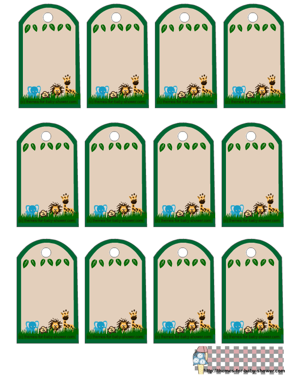 Free Printable Jungle Baby Shower Favor Tags - Cliparts.co