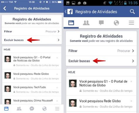 como apagar  buscas recentes  aplicativo  facebook