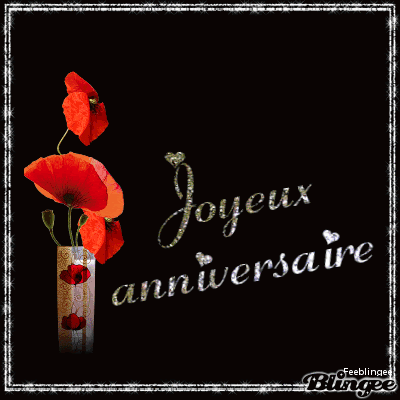 Joyeux Anniversaire Vase Avec Coquelicots