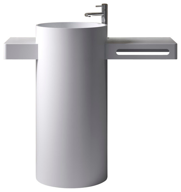 ADM Free Standing Stone Resin Pedestal Sink, Matte  Modern  Bathroom Sinks  by ADM Bathroom 