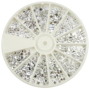 Nail Art MoYou Silver Moon Rhinestone Pack of 1200 Crystal Premium Quality Gemstones in 12 different shapes and sizes, beauty accessory for women nails, fun and easy to apply with top coat or nail glue