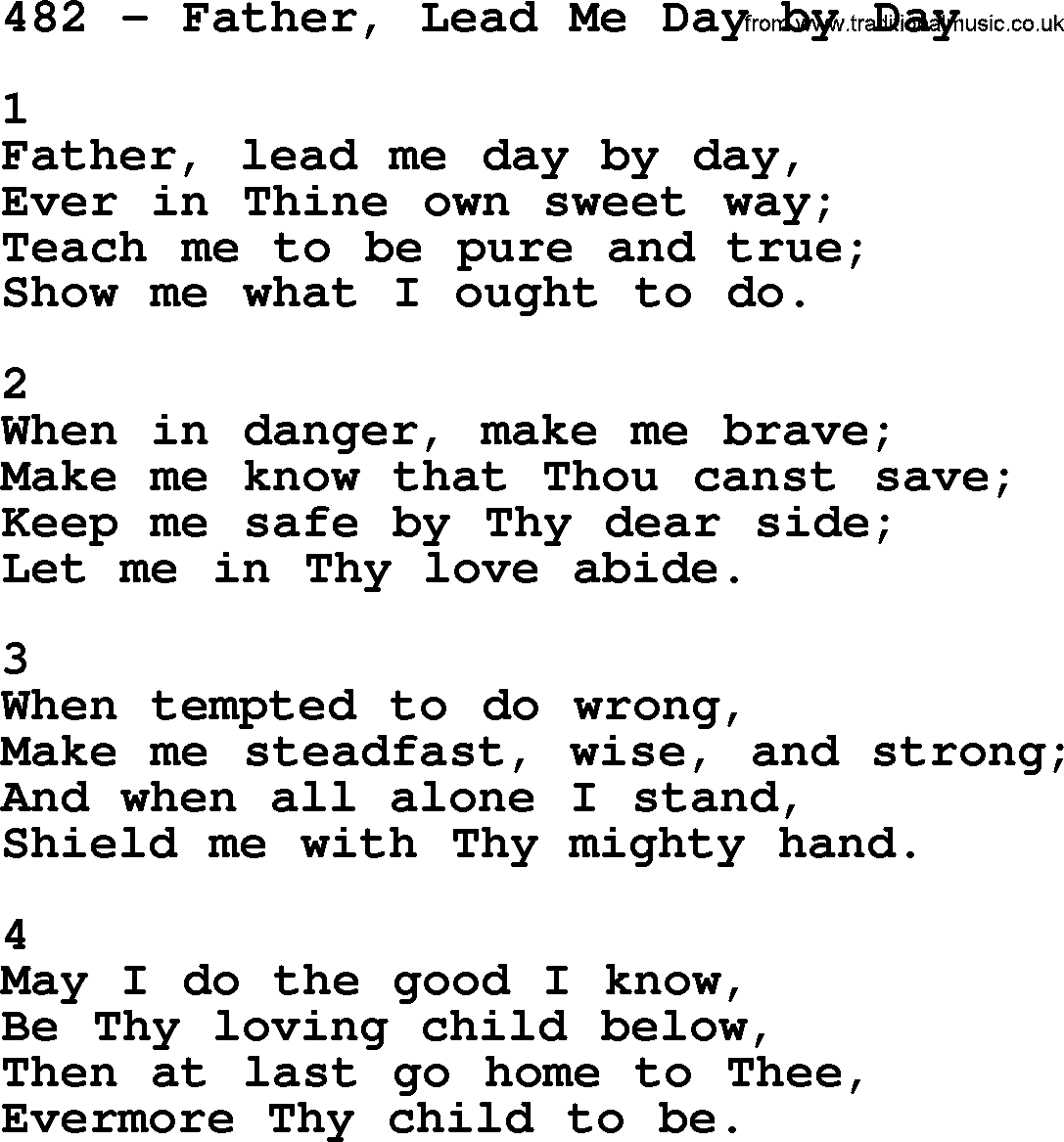 Download Adventist Hymnal, Song: 482-Father, Lead Me Day By Day ...