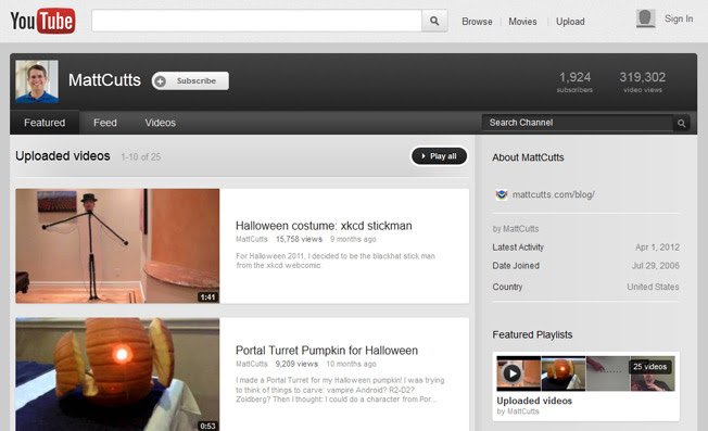 youtube matt cutts profile