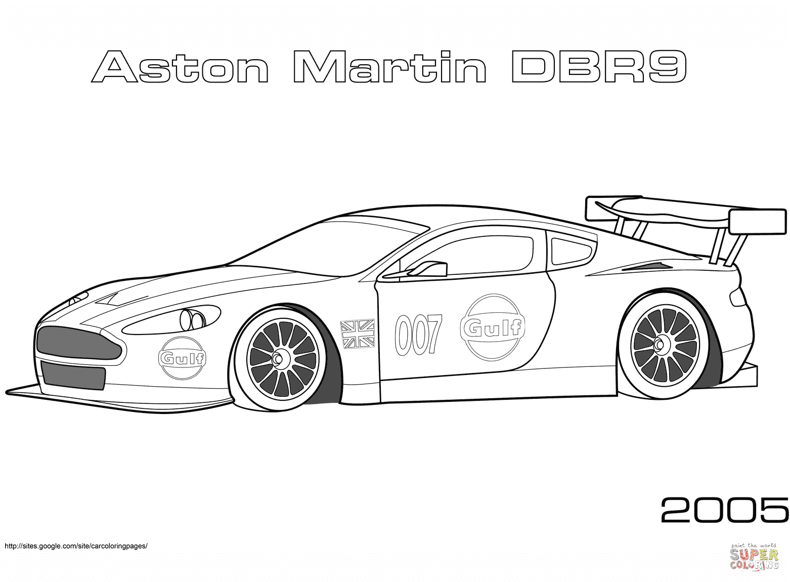 er sur la 2005 Aston Martin DBR9 coloriages