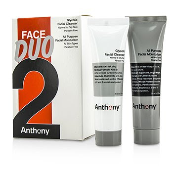 Anthony Logistics For Men Face Duo Kit: Glycolic Facial Cleanser 30ml + All Purpose Facial Moisturizer 30ml 2pcs