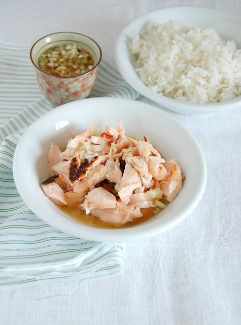 Salmon with hot, sweet and sour Asian sauce / Salmão com molho oriental