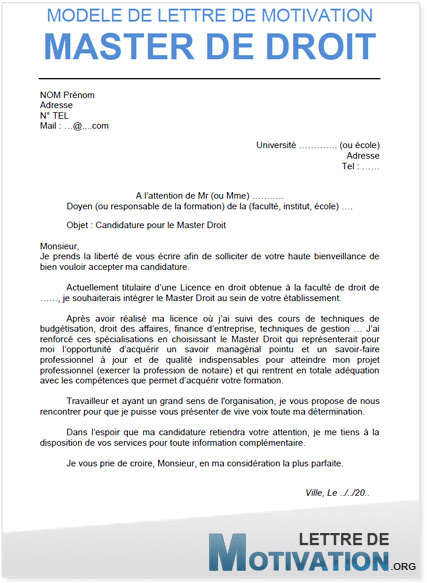 exemple lettre de motivation master 2 ressources humaines