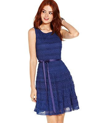 ... Rag Juniors Dress, Sleeveless Belted Lace - Juniors Dresses - Macy's