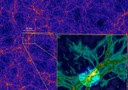 Simulazione al computer della ragnatela cosmica che collega le galassie (fonte: Anatoly Klypin and Joel Primack, S. Cantalupo)