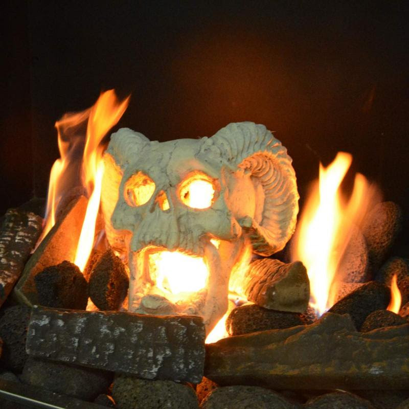 Stanbroil Demon Fireproof Fire Pit Fireplace Skull Gas Log ...
