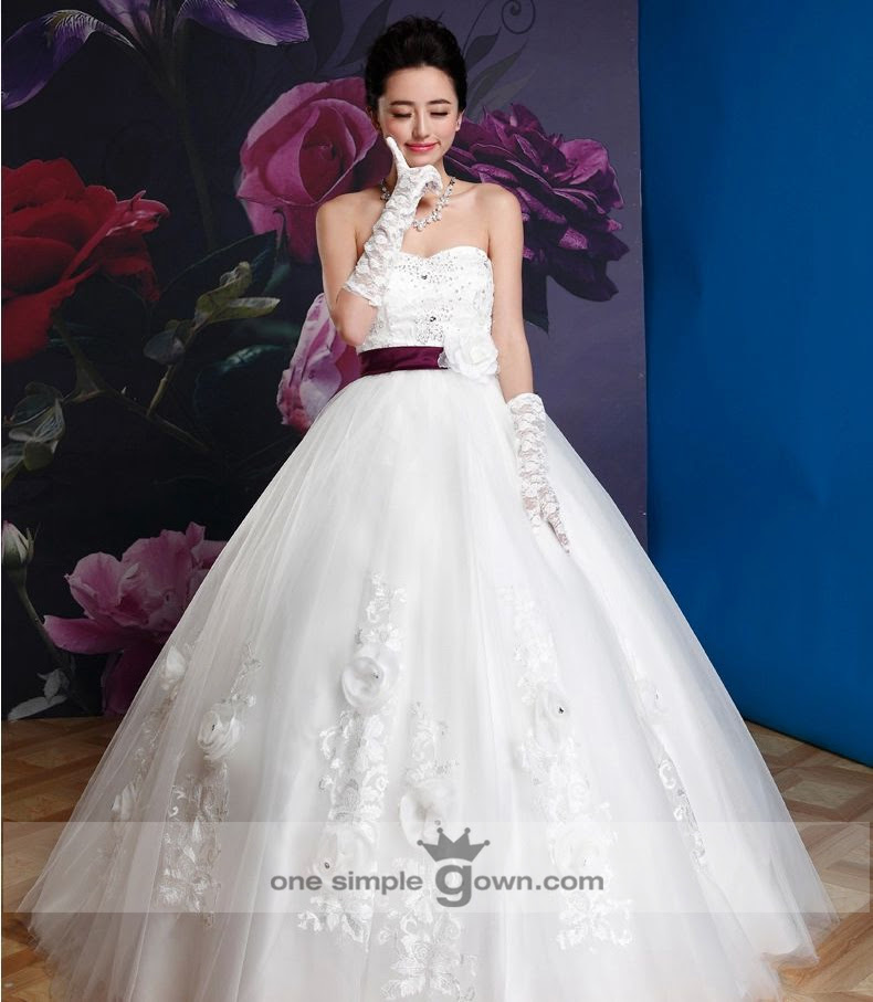 Strapless Embroidery Sequin White  Color  Ball Gown  Wedding  