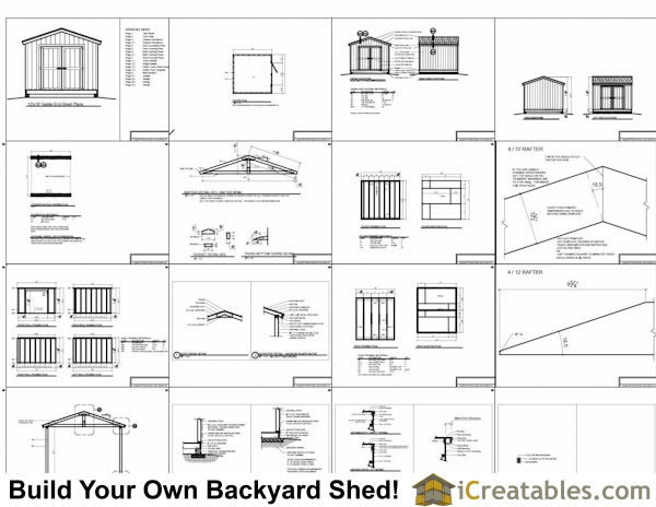 10x10 shed plans | gable shed | Storage Shed Plans | icreatables
