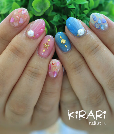 340 人魚のウロコで夏 ネイル 長野県辰野町ネイルサロン Kirari のcolorful Life