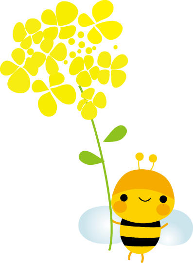 菜の花とみつばちのイラスト 無料イラスト フリー素材