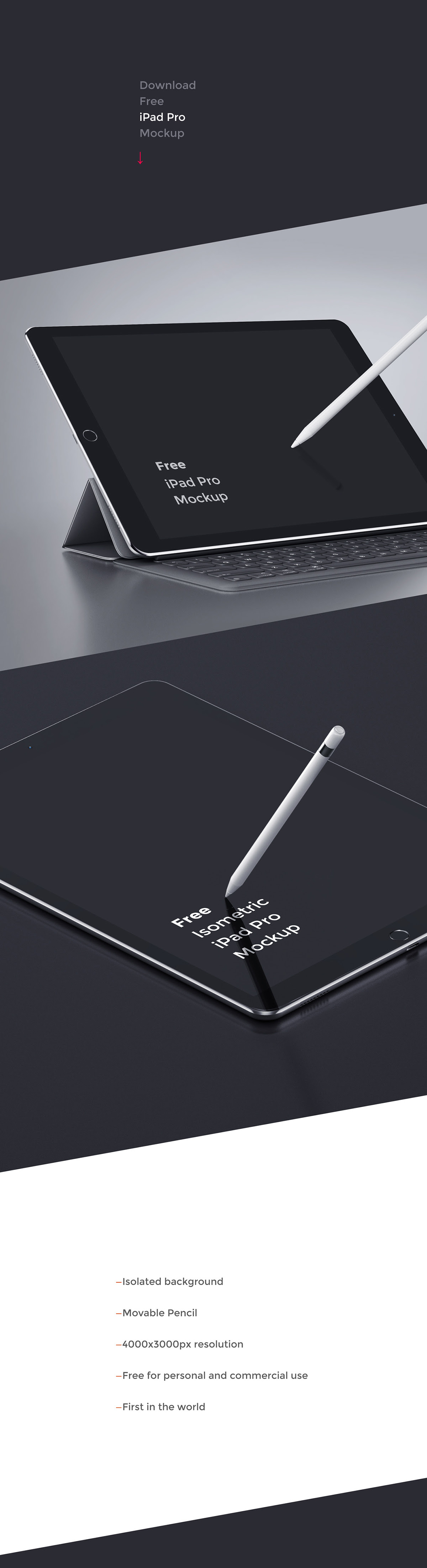 Download iPad Pro Free Mockup with Isolated Background for Photoshop - FreebiesUI