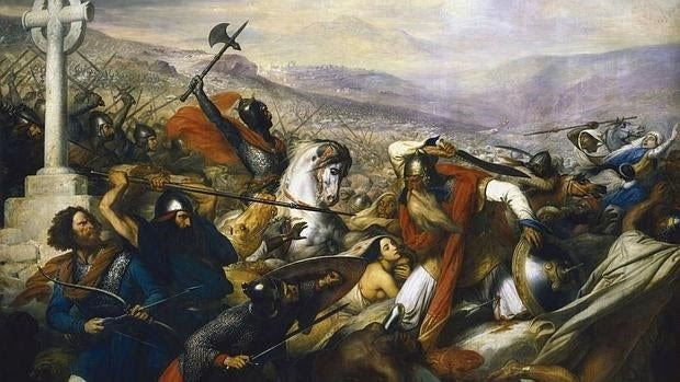 Óleo del siglo XIX que representa la batalla de Poitiers
