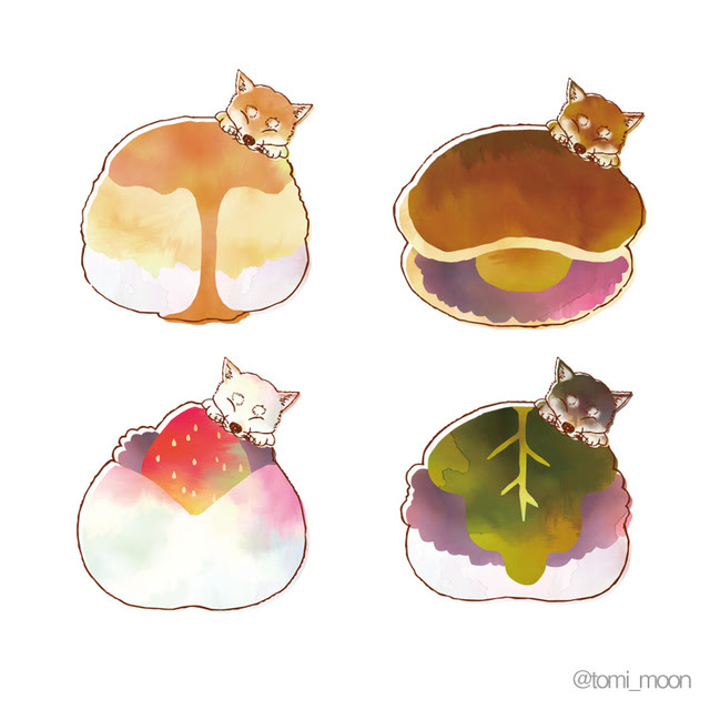 Tomi Moon 柴犬和菓子 イラスト 犬 柴犬雑貨 Tomi Moon