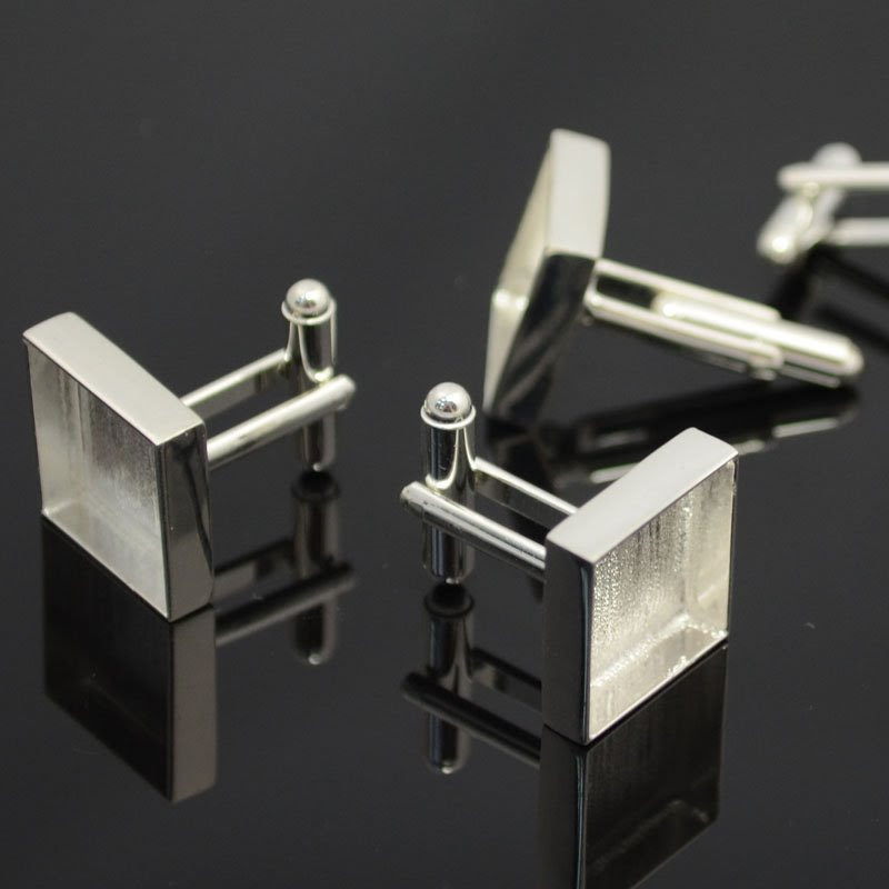 s39856 Bezels - 18 mm Square Cufflinks - Silver Plated (Pair)