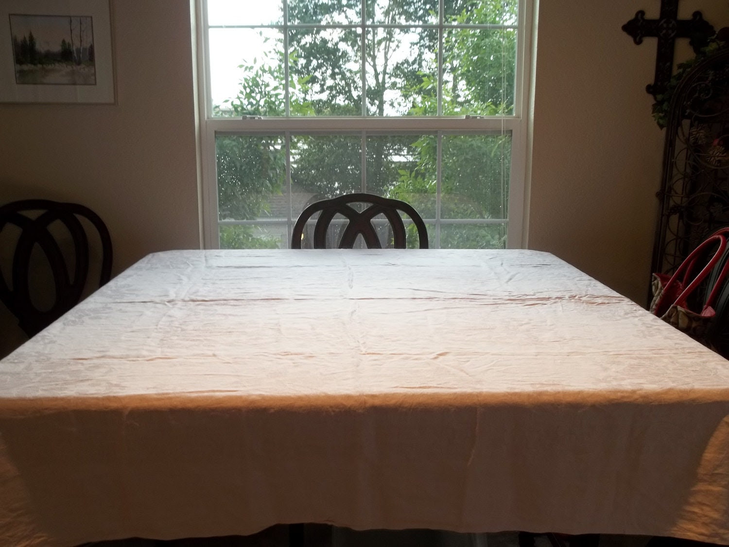 Tablecloth Floral Embossed Table Linen 70 X by SuzyQsVintageShop