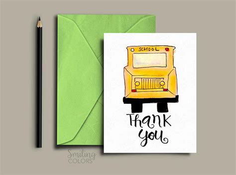 They're guaranteed to make any teacher or driver smile. thank you card for teacher and school bus driver with free printables