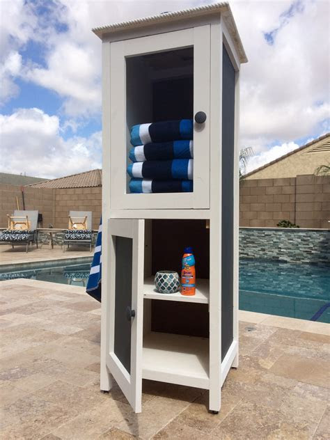 ana white poolside towel cabinet  benchmark cabinet