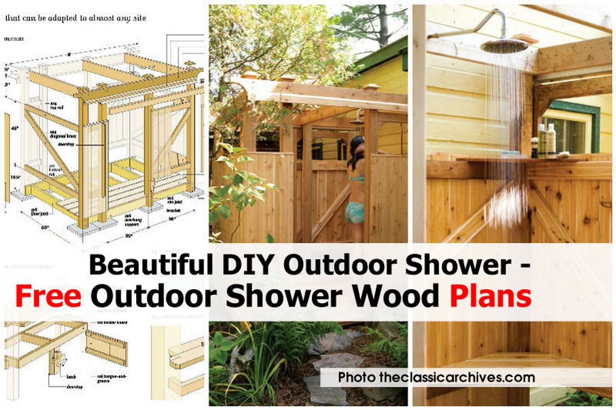 Beautiful DIY Outdoor Shower - Free Outdoor Shower Wood Plans