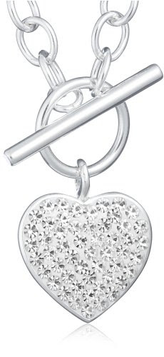 Silver Crystalique Heart Belcher Necklet 43cm