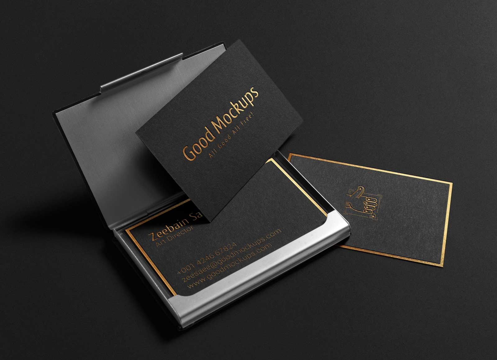 Download Free Black With Gold Foil Lettering Business Card Mockup ...
