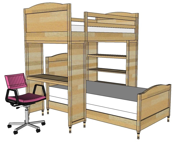 Bunk Bed with Desk Plans