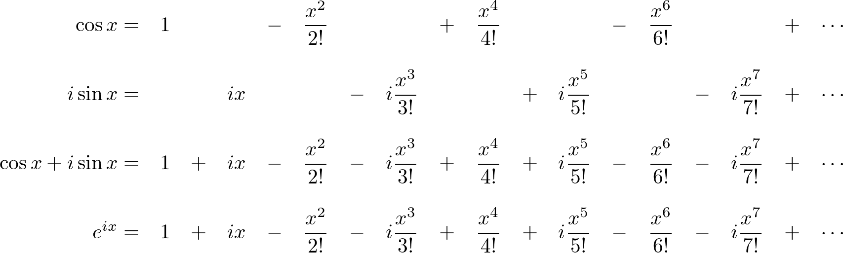 Taylor series of e^{ix}, cos(x)+isin(x)