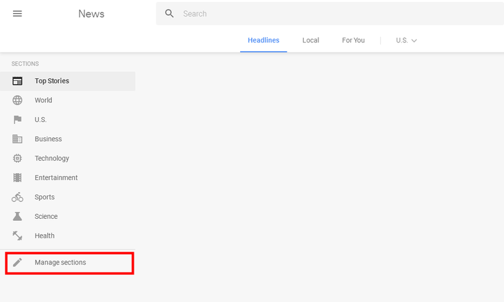 Google News; Edit Topics of Section List.png