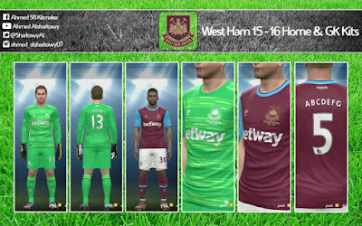 Kits West Ham 15-16 Home & GK PES 2015