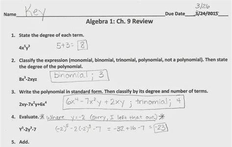 Free Download ALGEBRA 1 CHAPTER 9 TEST ANSWERS Free Kindle Books PDF
