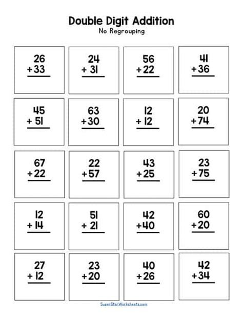 Using this generator will let you create the following worksheets: double digit addition without regrouping superstar worksheets