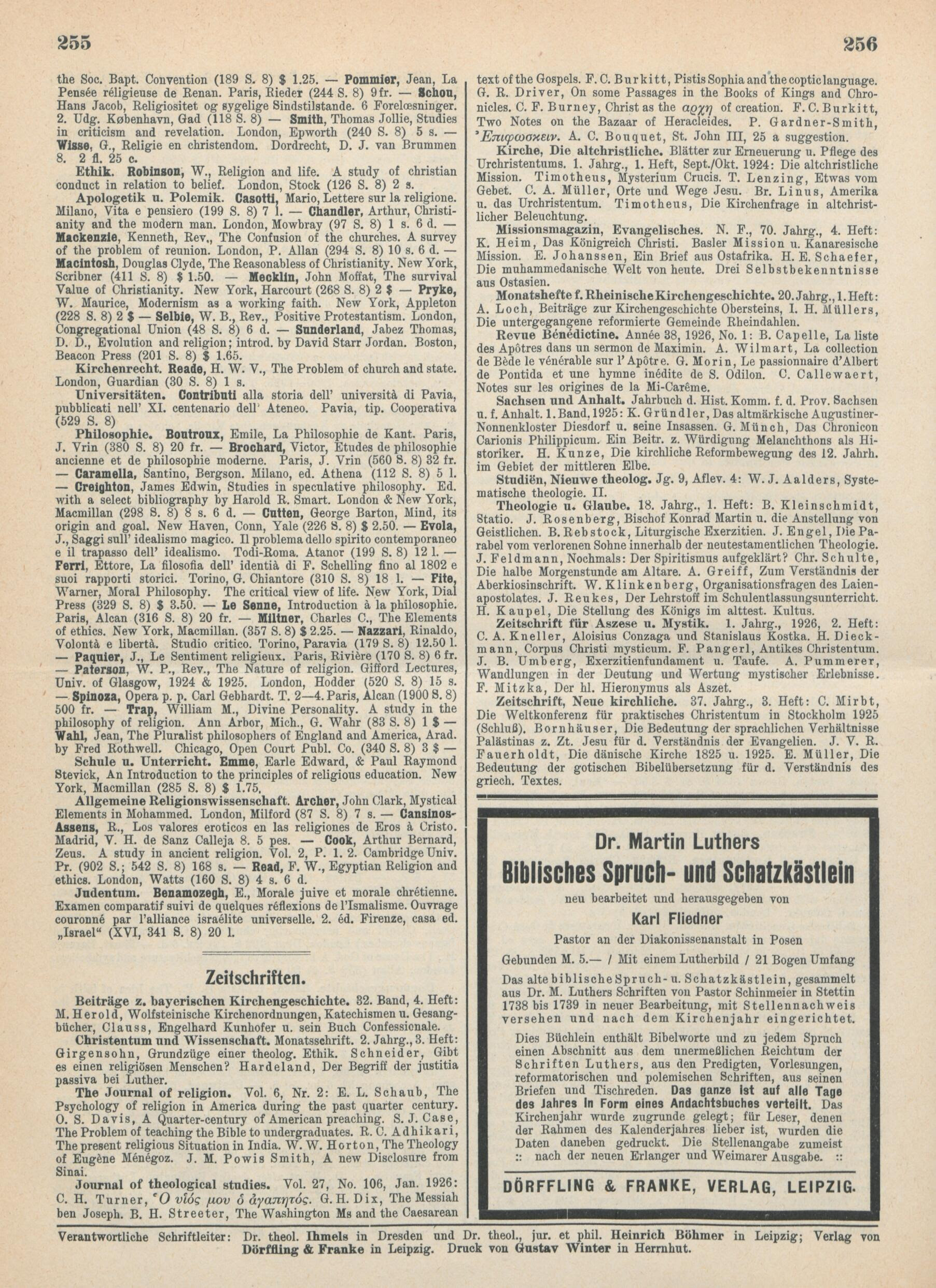 Luthardt Christoph Ernst [Begr ] Theologisches Literaturblatt 47 1926