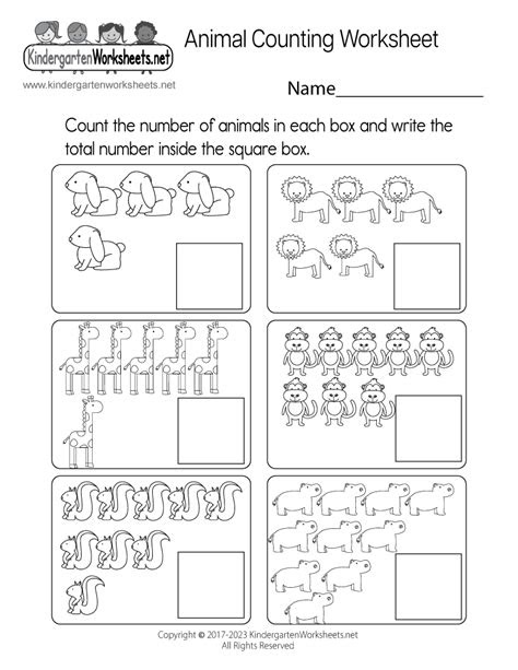  free printable animal counting worksheet