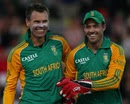 Johan Botha and AB de Villiers celebrate a wicket Johan Botha and AB de Villiers celebrate a wicket