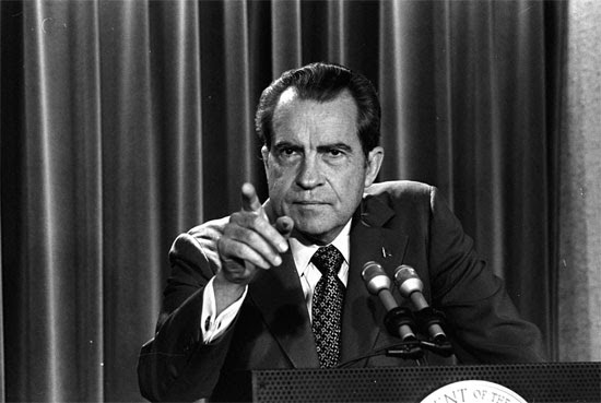 Nixon at the podium | Tacky Harper's Cryptic Clues